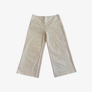 THE ROW Cream Wide Leg Cropped Chino Pants